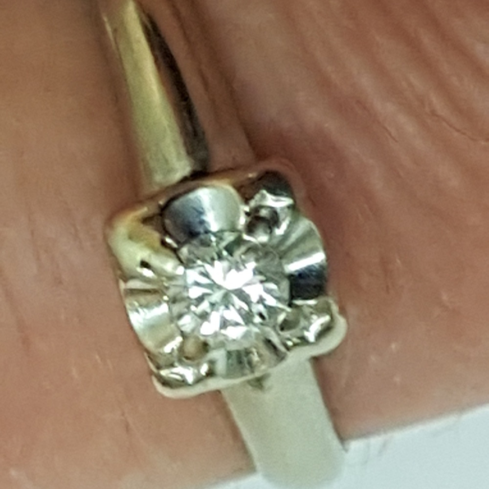 Antique 14k W/G .23ct Diamond Engagement Ring - Picture 1 of 8